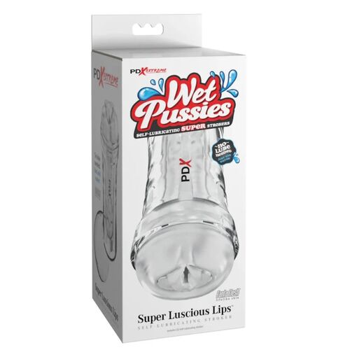 PDX Extreme – Wet Pussies Super Luscious Lips: Masturbador com Lábios Voluptuosos e Design Transparente para Prazer Realista