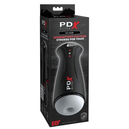 PDX Elite – Fap-Gasm Clear: Masturbador com Sucção Intermitente e Manga Transparente Texturizada para Estimulação Dinâmica
