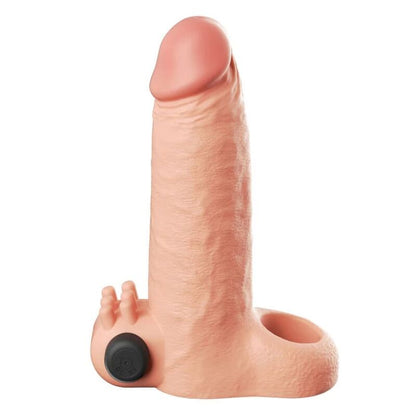 Fantasy X-Tensions – Manga Extensora Vibratória: Aumento de 5 cm com Vibração Realista e Ajuste Seguro em Tom Bege
