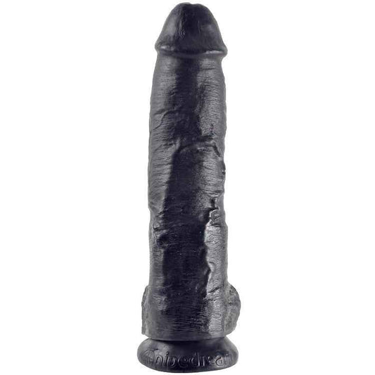KING COCK - DILDO PRETO COM BOLAS 25.4 CM