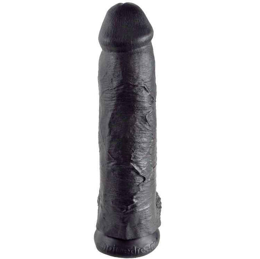 KING COCK - DILDO PRETO COM BOLAS 30.48 CM