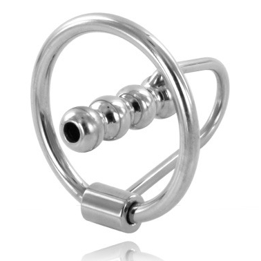 METAL HARD - ANEL DE GLNDULA COM PLUG URETRAL 28MM - VIBRA24 SEXSHOP