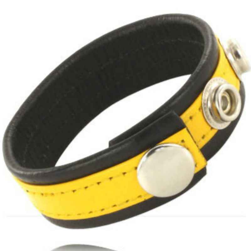 LEATHER BODY - CINTA DE COURO AJUSTVEL PÊNIS AMARELO-PRETO