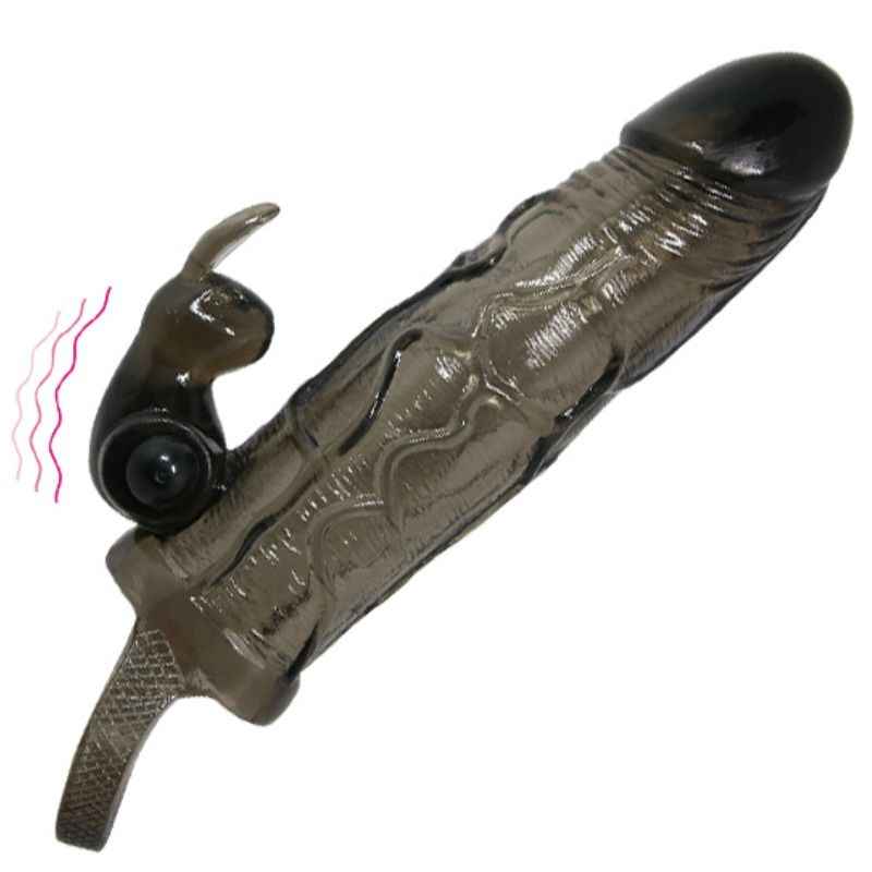 BAILE - CAPA PARA PÉNIS BRAVE MAN COM COELHO PRETO 16.5 CM - VIBRA24 SEXSHOP