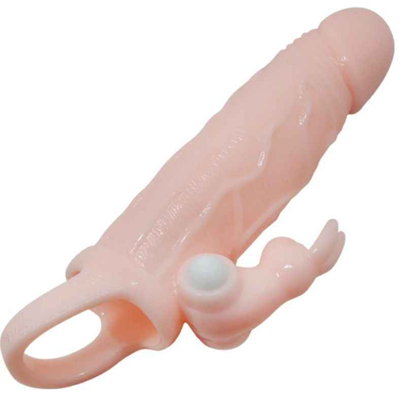 BAILE - CAPA PARA PÊNIS BRAVE MAN COM COELHO E CARNE DE MOTOR DUPLO 16.5 CM - VIBRA24 SEXSHOP