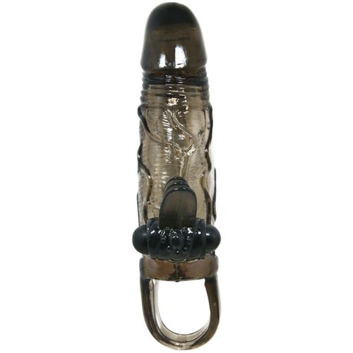 BAILE - CAPA PARA PÉNIS BRAVE MAN COM ESTIMULAÇÃO CLITÓRICA E ANAL DUPLA BALA PRETA 16.5 CM - VIBRA24 SEXSHOP