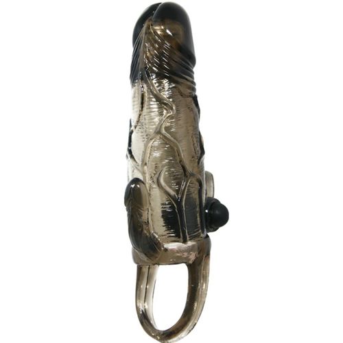 BAILE - CAPA PARA PÉNIS BRAVE MAN COM ESTIMULAÇÃO CLITÓRICA E ANAL DUPLA BALA PRETA 16.5 CM - VIBRA24 SEXSHOP
