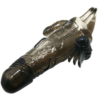 BAILE - CAPA PARA PÉNIS BRAVE MAN COM ESTIMULAÇÃO CLITÓRICA E ANAL DUPLA BALA PRETA 16.5 CM - VIBRA24 SEXSHOP