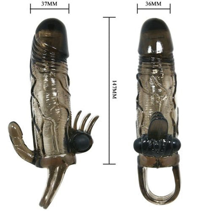 BAILE - CAPA PARA PÉNIS BRAVE MAN COM ESTIMULAÇÃO CLITÓRICA E ANAL DUPLA BALA PRETA 16.5 CM - VIBRA24 SEXSHOP