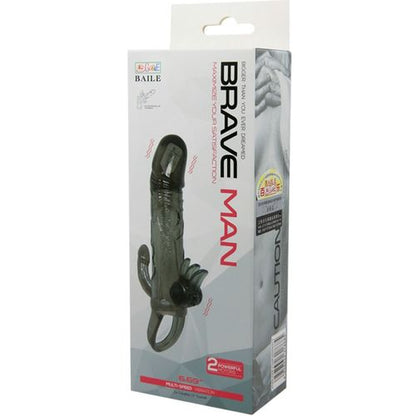BAILE - CAPA PARA PÉNIS BRAVE MAN COM ESTIMULAÇÃO CLITÓRICA E ANAL DUPLA BALA PRETA 16.5 CM - VIBRA24 SEXSHOP