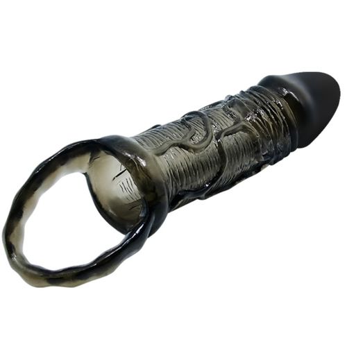 BAILE - Capa Extensora de Pénis Preta com Ala para Testículos 13.5 cm