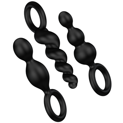 Satisfyer Plugs Anais 3 PCS Preto - Prazer Intenso com Conjunto Exclusivo de Plugs Anais Satisfyer - VIBRA24 SEXSHOP