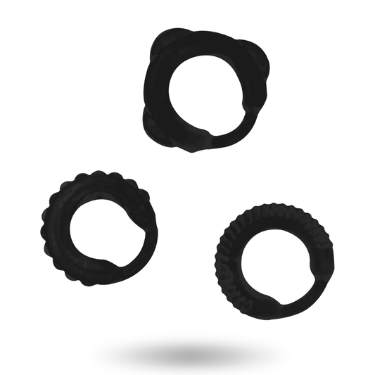 ADDICTED TOYS - CONJUNTO DE ANEL C - PRETO - VIBRA24 SEXSHOP