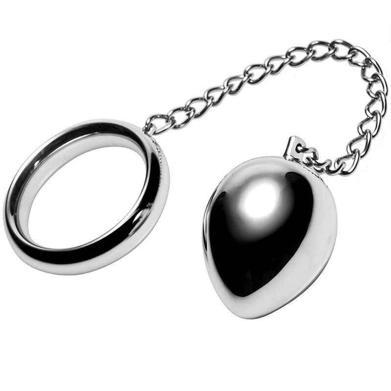 METAL HARD - ANEL DE GALO 50MM + CORRENTE COM BOLA DE METAL - VIBRA24 SEXSHOP