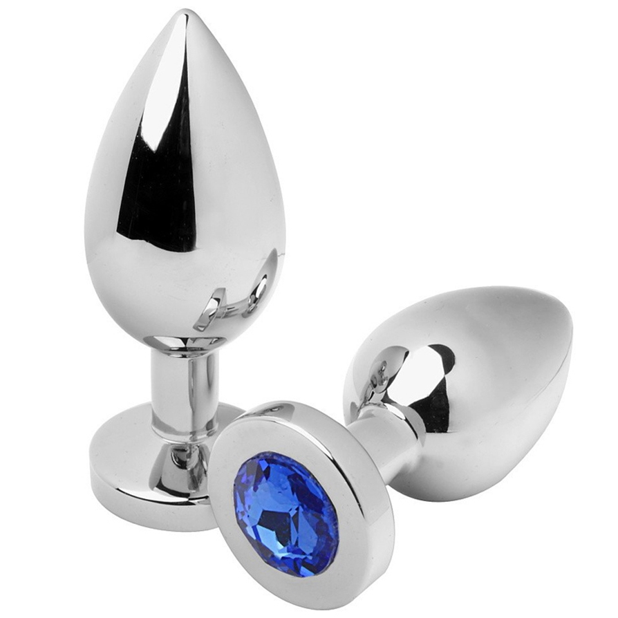 METAL HARD - PLUG ANAL DIAMANTE AZUL MÉDIO 7,62CM - VIBRA24 SEXSHOP