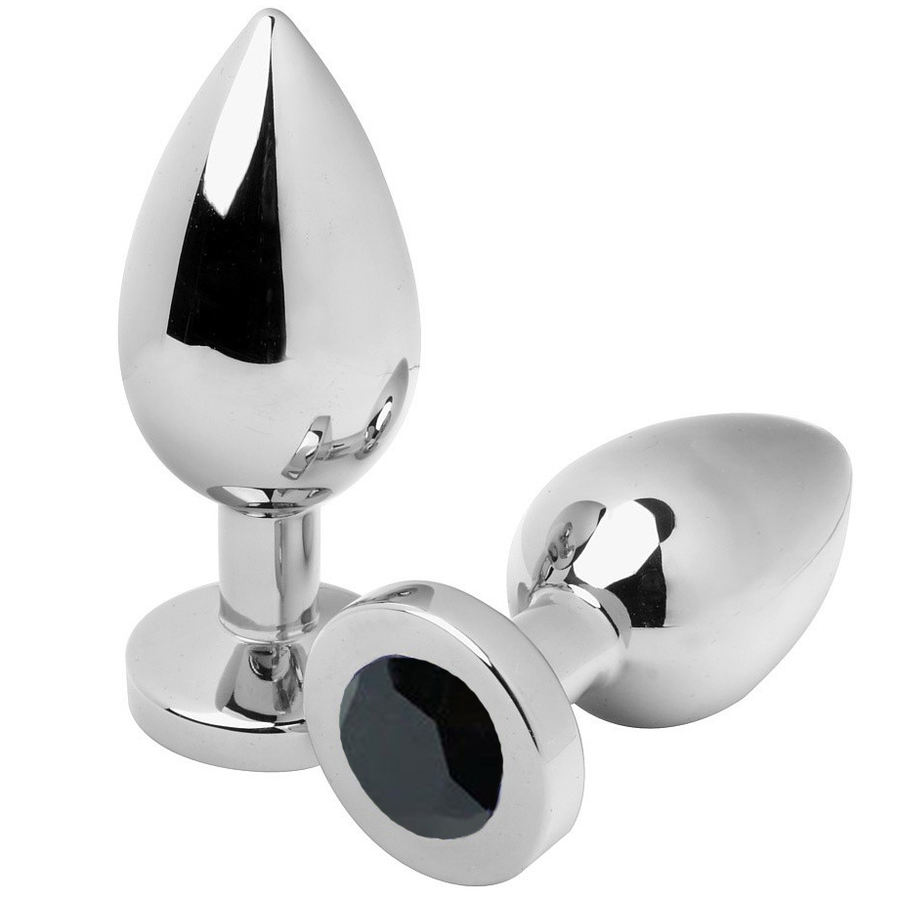 METAL HARD - PLUG ANAL DIAMANTE PRETO PEQUENO 5,71CM - VIBRA24 SEXSHOP