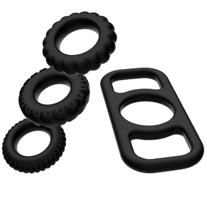 ADDICTED TOYS - Anel de Pénis Conjunto de Anéis de Galo 4 Peças - VIBRA24 SEXSHOP
