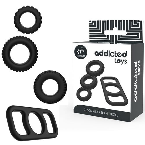 ADDICTED TOYS - Anel de Pénis Conjunto de Anéis de Galo 4 Peças - VIBRA24 SEXSHOP