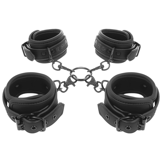 FETISH SUBMISSIVE - CONJUNTO DE ALGEMAS DE MÃOS E TORNOZELO COM FORRO DE NOPRENE - VIBRA24 SEXSHOP