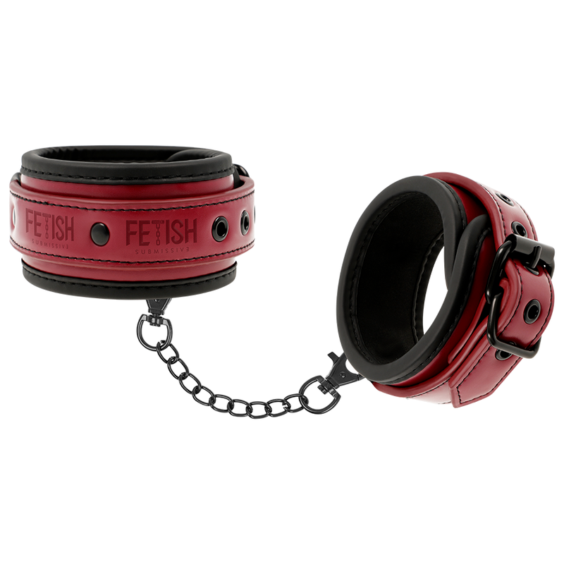 FETISH SUBMISSIVE DARK ROOM - ALGEMAS DE TORNOZELO DE COURO VEGANO COM FORRO DE NEOPRENE - VIBRA24 SEXSHOP