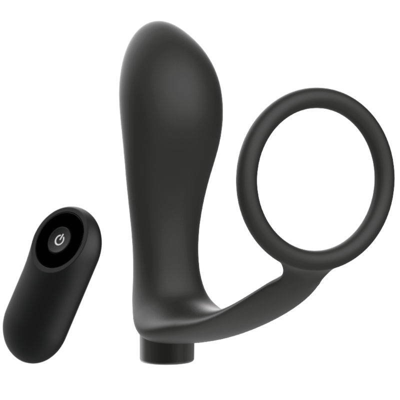 ADDICTED TOYS - ANEL DE PÊNIS COM CONTROLE REMOTO PLUG ANAL PRETO RECARREGVEL - VIBRA24 SEXSHOP