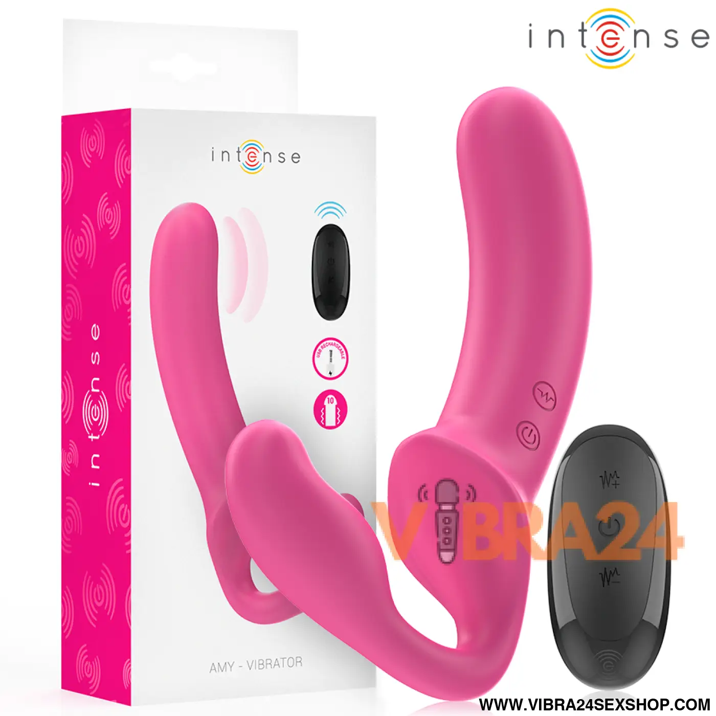 INTENSE - AMY VIBRADOR DUPLO 20 CM ROSA CONTROLE REMOTO