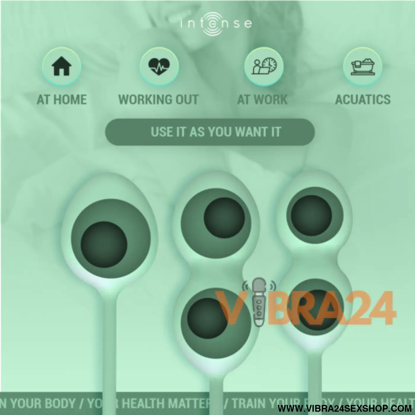 INTENSE - Bola Kegel Charli Verde Claro Kit - VIBRA24 SEXSHOP