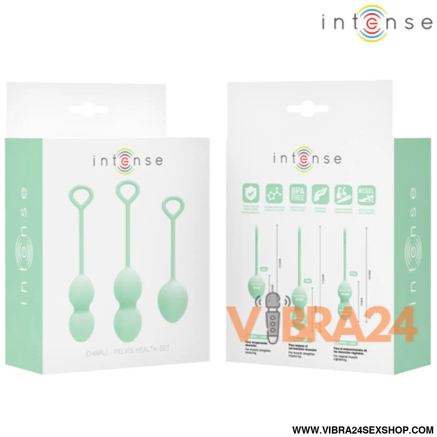 INTENSE - Bola Kegel Charli Verde Claro Kit - VIBRA24 SEXSHOP
