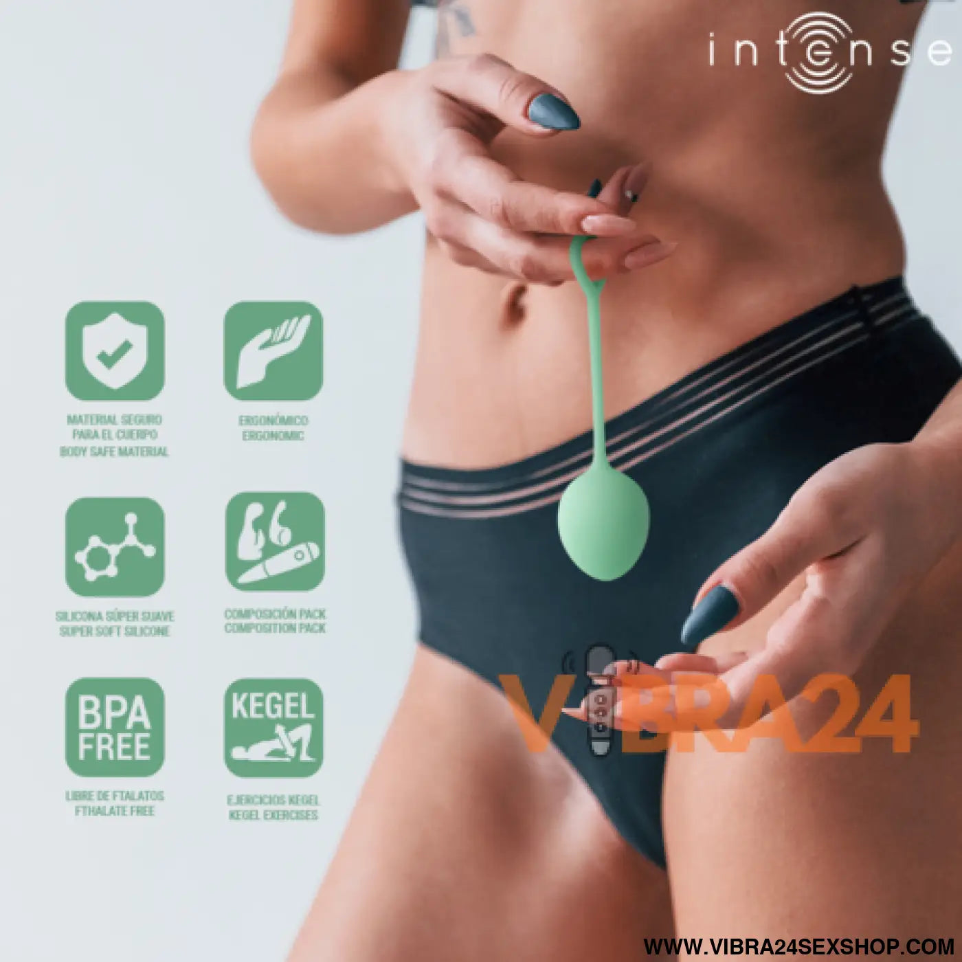 INTENSE - Bola Kegel Charli Verde Claro Kit - VIBRA24 SEXSHOP