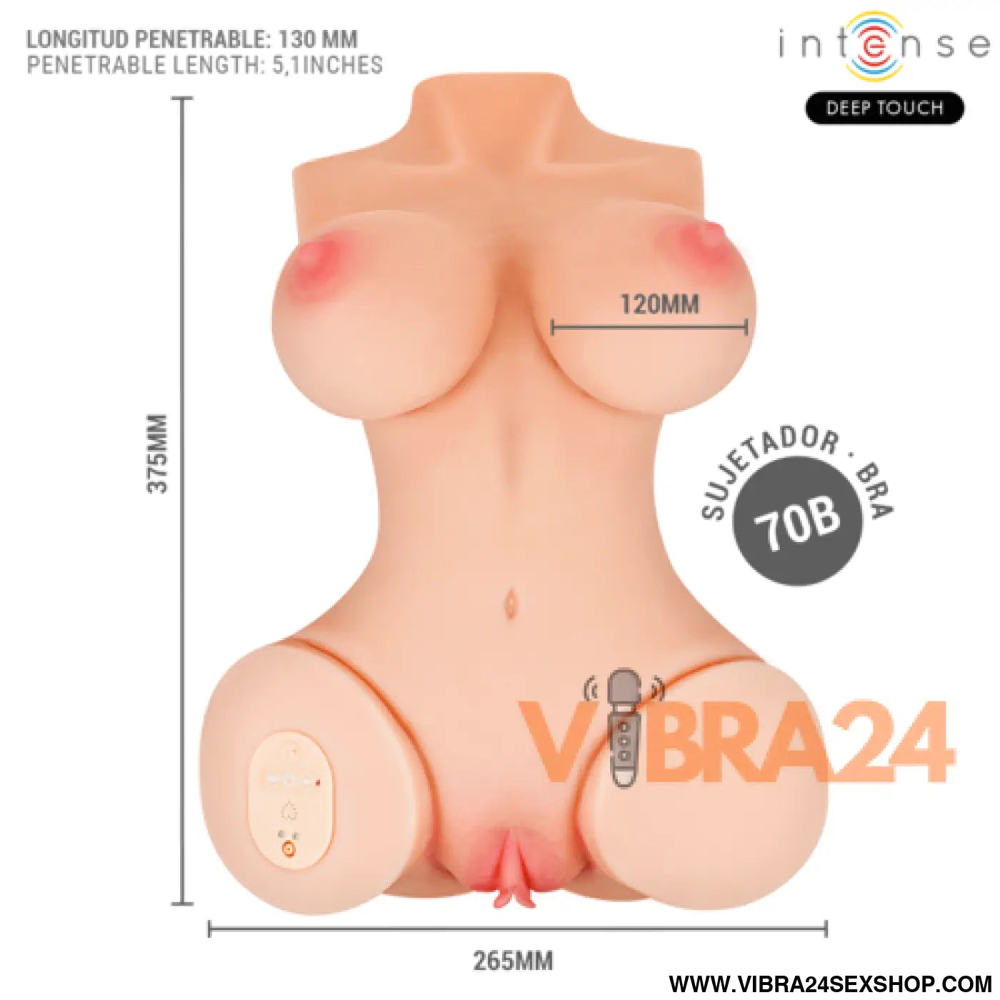INTENSE DEEP TOUCH - VERO TORSO VAGINAL COM EFEITOS DE SUCÇÃO CALOR VIBRAÇÃO E VOZ L 5,5 KG