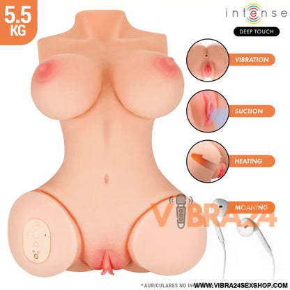 INTENSE DEEP TOUCH - VERO TORSO VAGINAL COM EFEITOS DE SUCÇÃO CALOR VIBRAÇÃO E VOZ L 5,5 KG