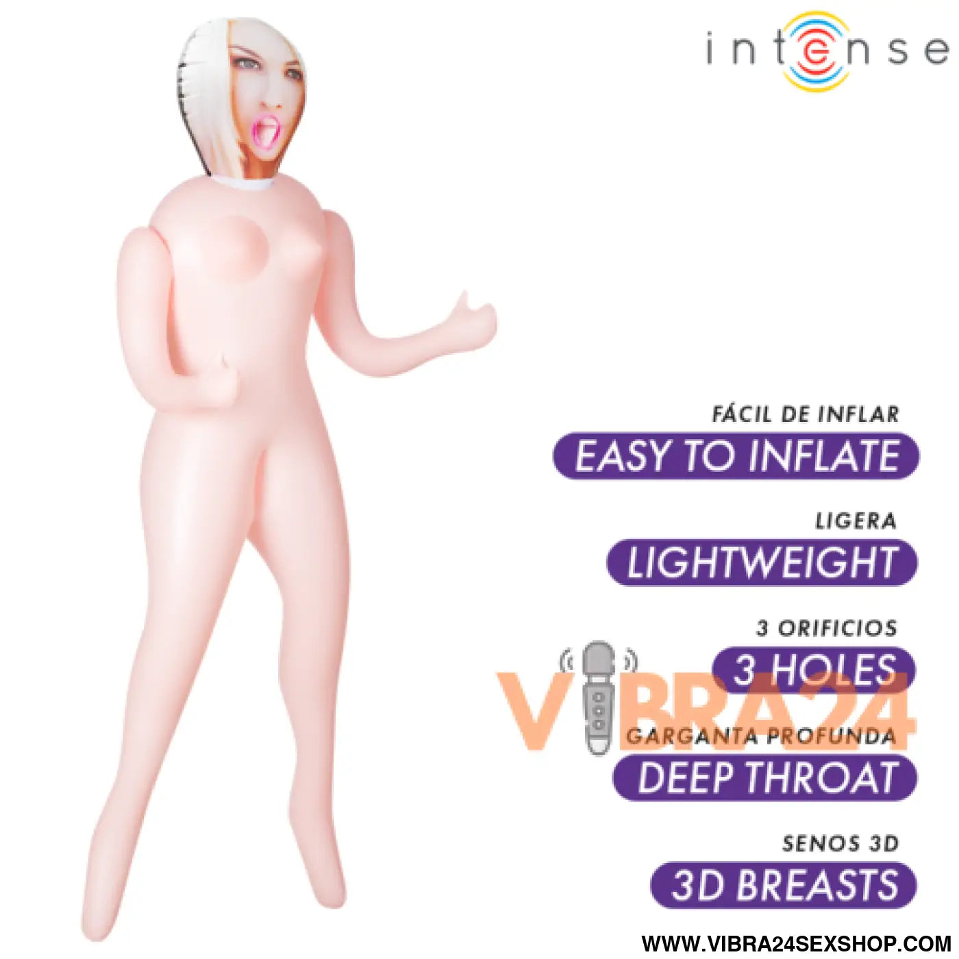 INTENSE DOLLS - BONECA INSUFLÁVEL IRINA COM TRÊS ORIFÍCIOS
