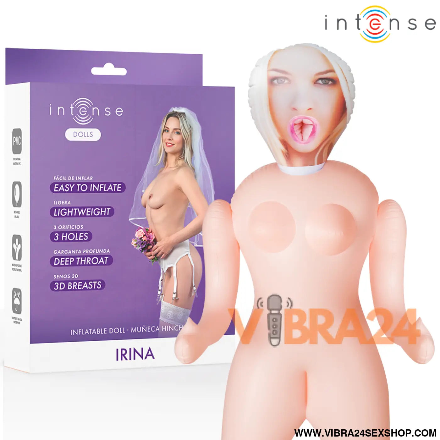 INTENSE DOLLS - BONECA INFLÁVEL IRINA COM TRÊS ORIFÍCIOS