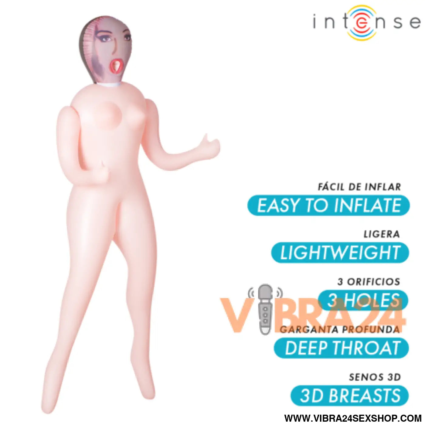 INTENSE DOLLS - BONECA INSUFLÁVEL MONIQUE COM TRÊS ORIFÍCIOS