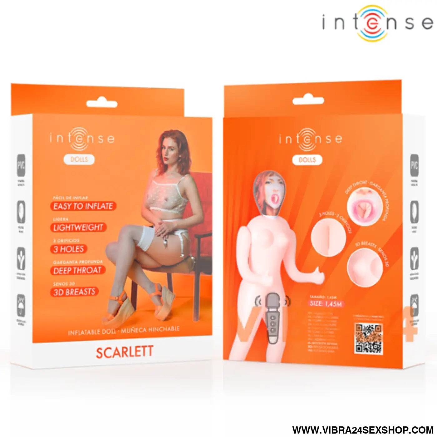 INTENSE DOLLS - BONECA INSUFLÁVEL SCARLETT COM TRÊS ORIFÍCIOS