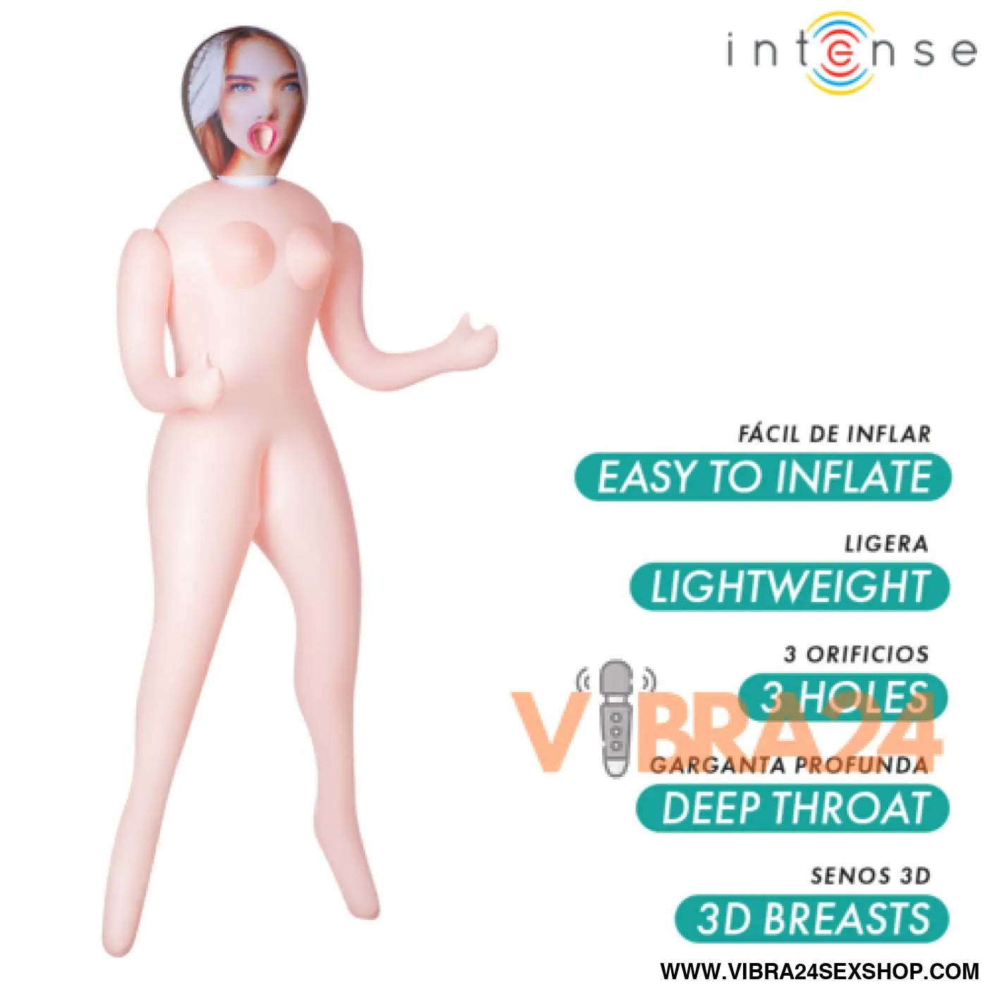 INTENSE DOLLS - NICOLE BONECA INSUFLÁVEL COM TRÊS ORIFÍCIOS