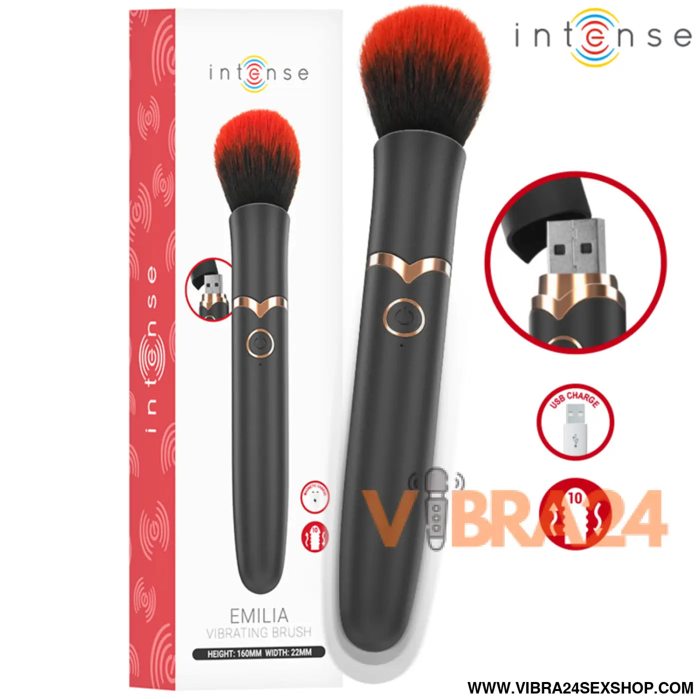 INTENSE - EMILIA ESCOVA VIBRATÓRIA 10 VIBRAÇÕES 16 CM