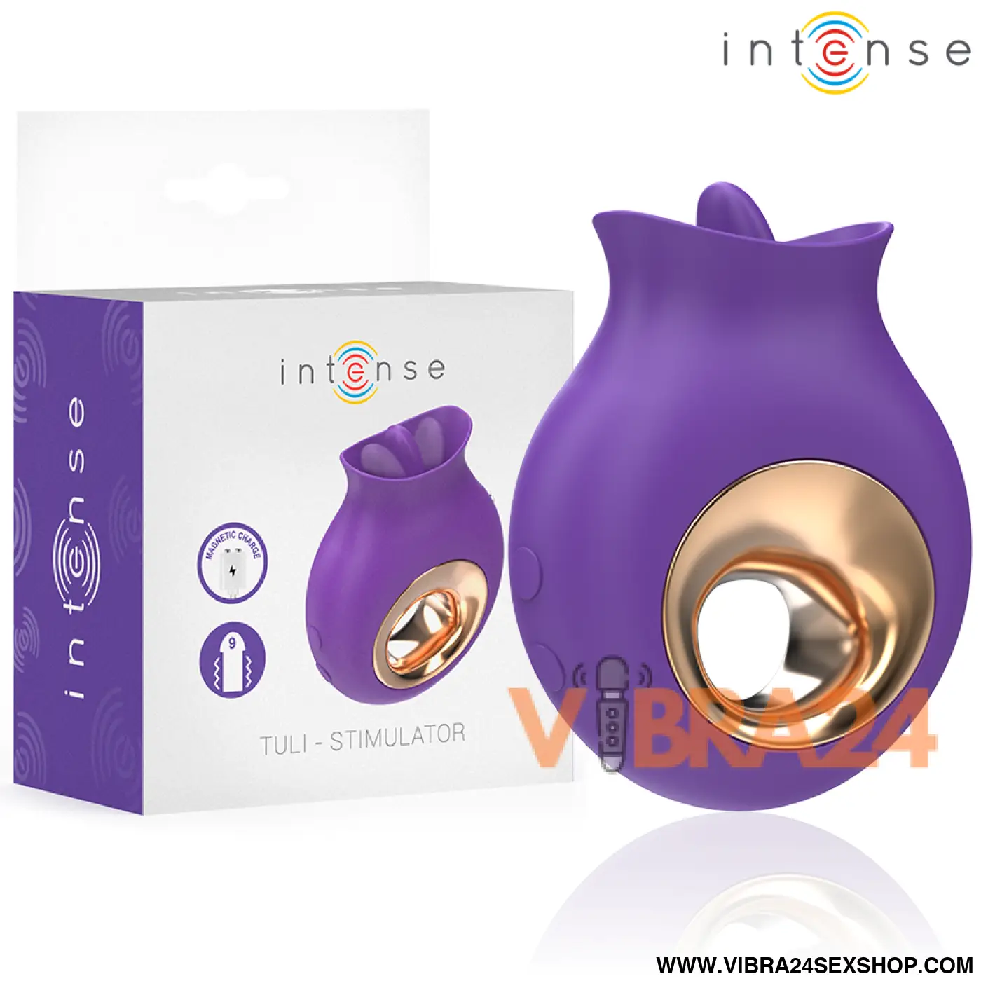 INTENSE - ESTIMULADOR DE CLITÓRIS TULI 9 VIBRAÇÕES E OSCILAÇÕES ROXO