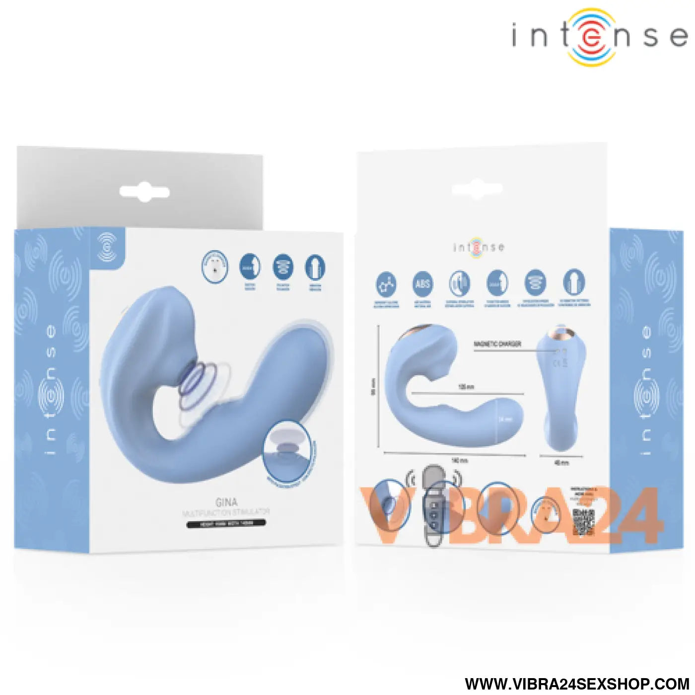 INTENSE - GINA - ESTIMULADOR CLITORIAL MULTIFUNCIONAL AZUL