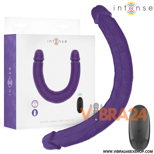 INTENSE - GUNTER DILDO VIBRADOR DUPLO 40 CM ROXO CONTROLE REMOTO