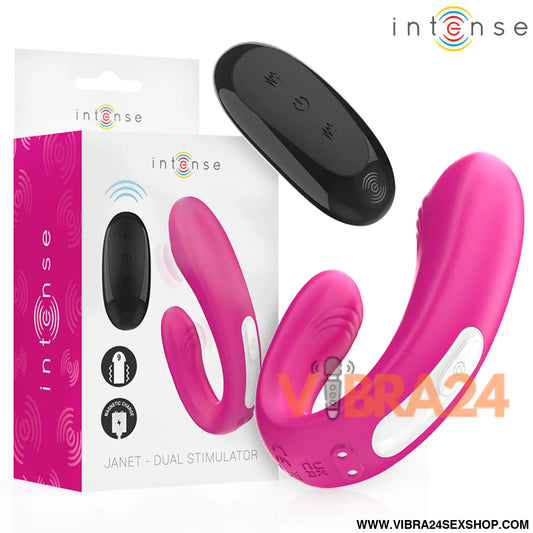 INTENSE - JANET DUAL ESTIMULADOR EM U E VIBRADOR COM CONTROLE REMOTO ROSA
