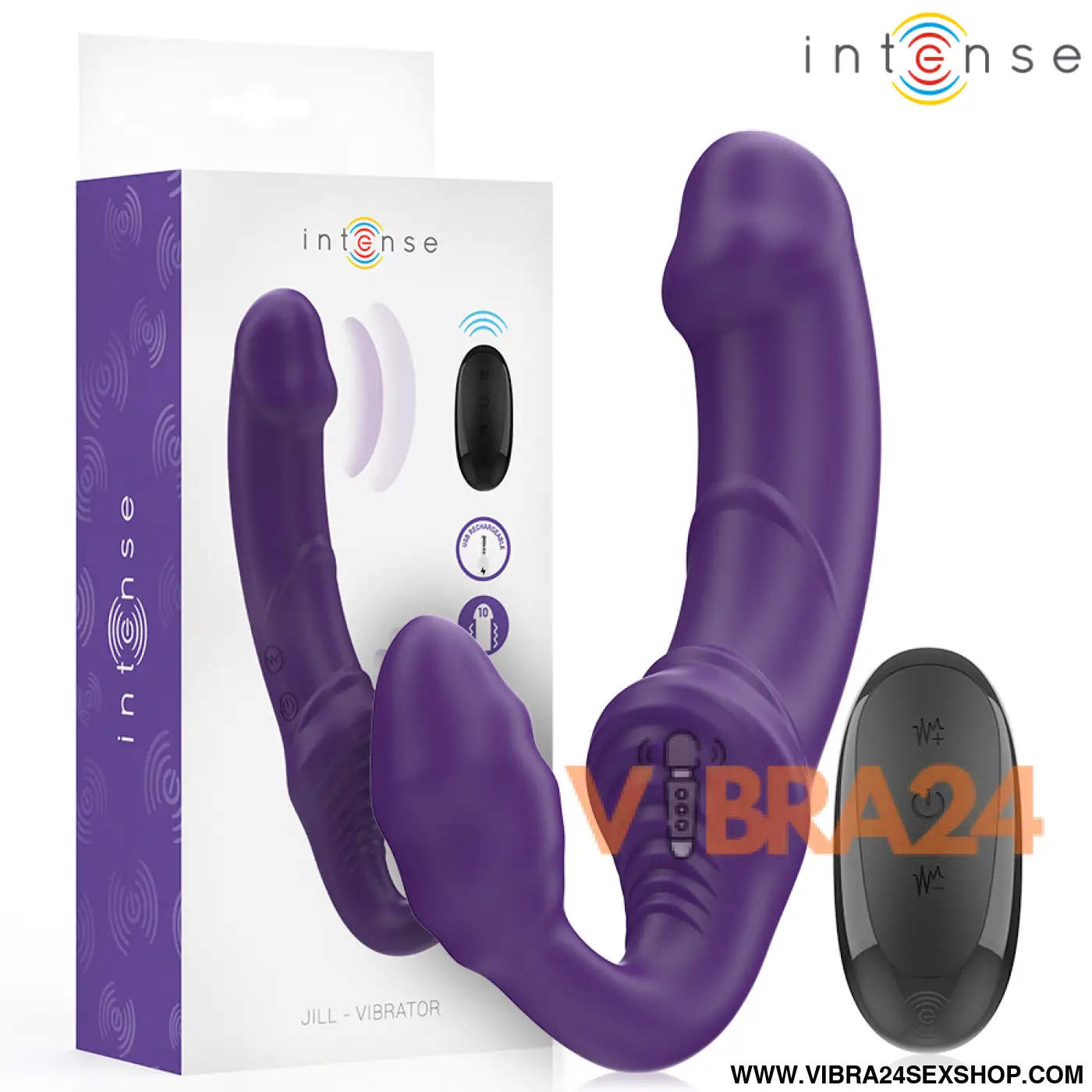 INTENSE - JILL VIBRADOR DUPLO 20 CM ROXO CONTROLE REMOTO