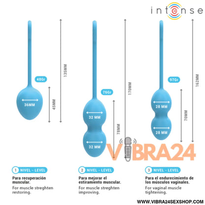 INTENSE - KIT BOLAS DE KEGEL CHARLI AZUL - VIBRA24 SEXSHOP
