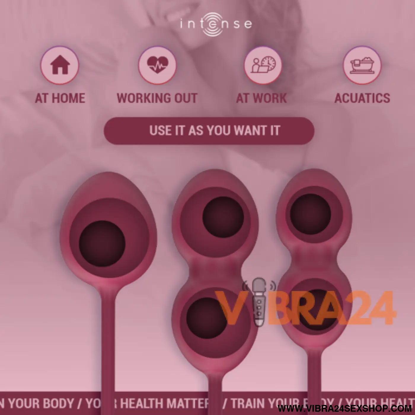 INTENSE - KIT CHARLI BOLA KEGEL BURGUNDY - VIBRA24 SEXSHOP