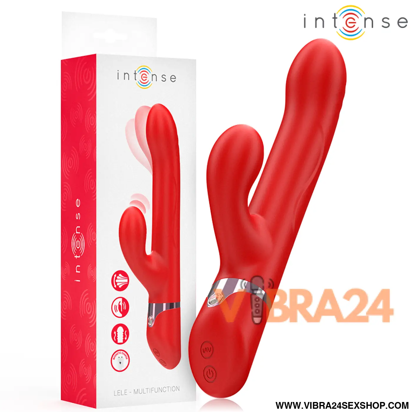 INTENSE - LELE VIBRADOR MULTIFUNCIONAL ROTATIVO & OSCILAÇÃO ESTIMULAÇÃO VERMELHO