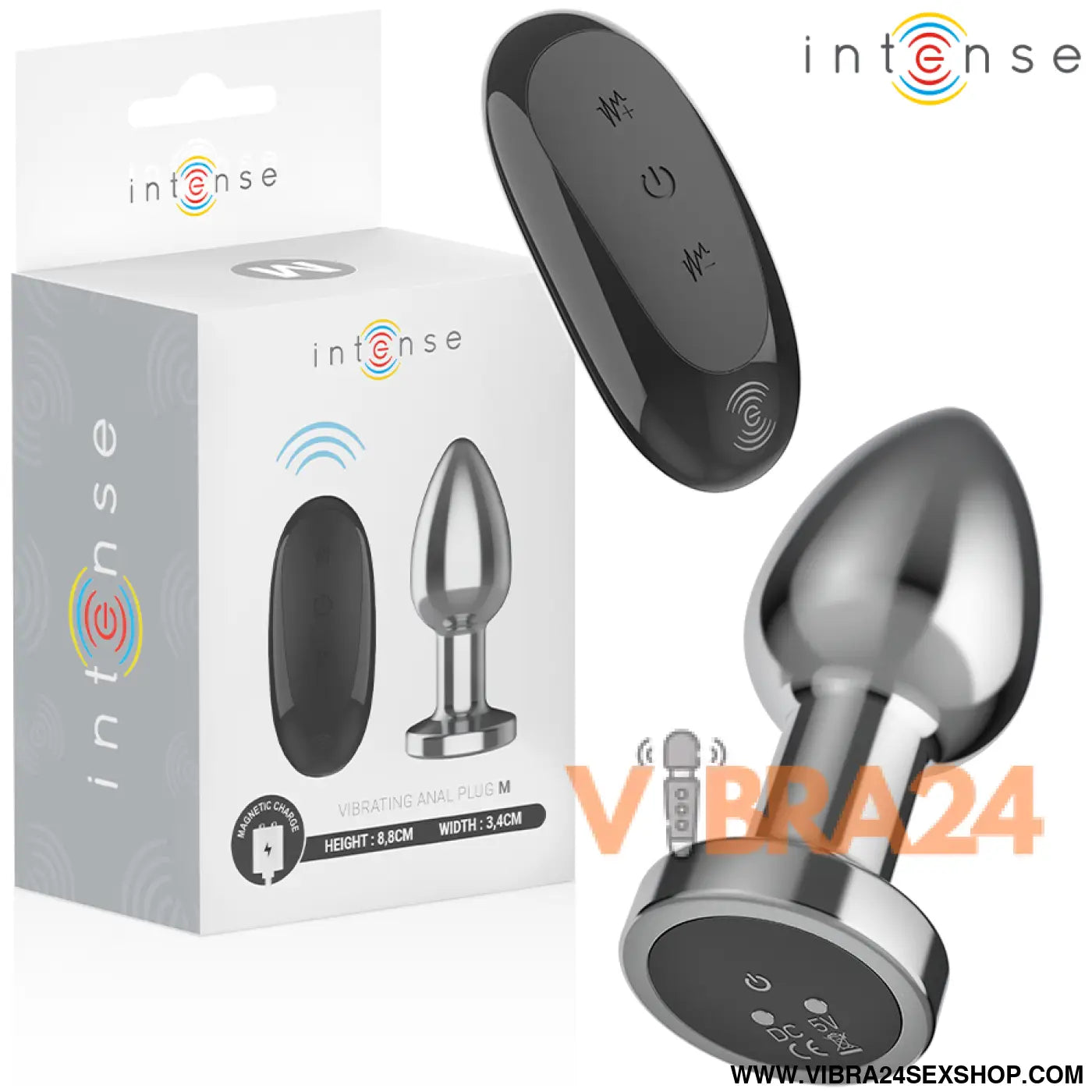 INTENSE - PLUG ANAL 10 VIBRAÇÕES METAL COM CONTROLE REMOTO M