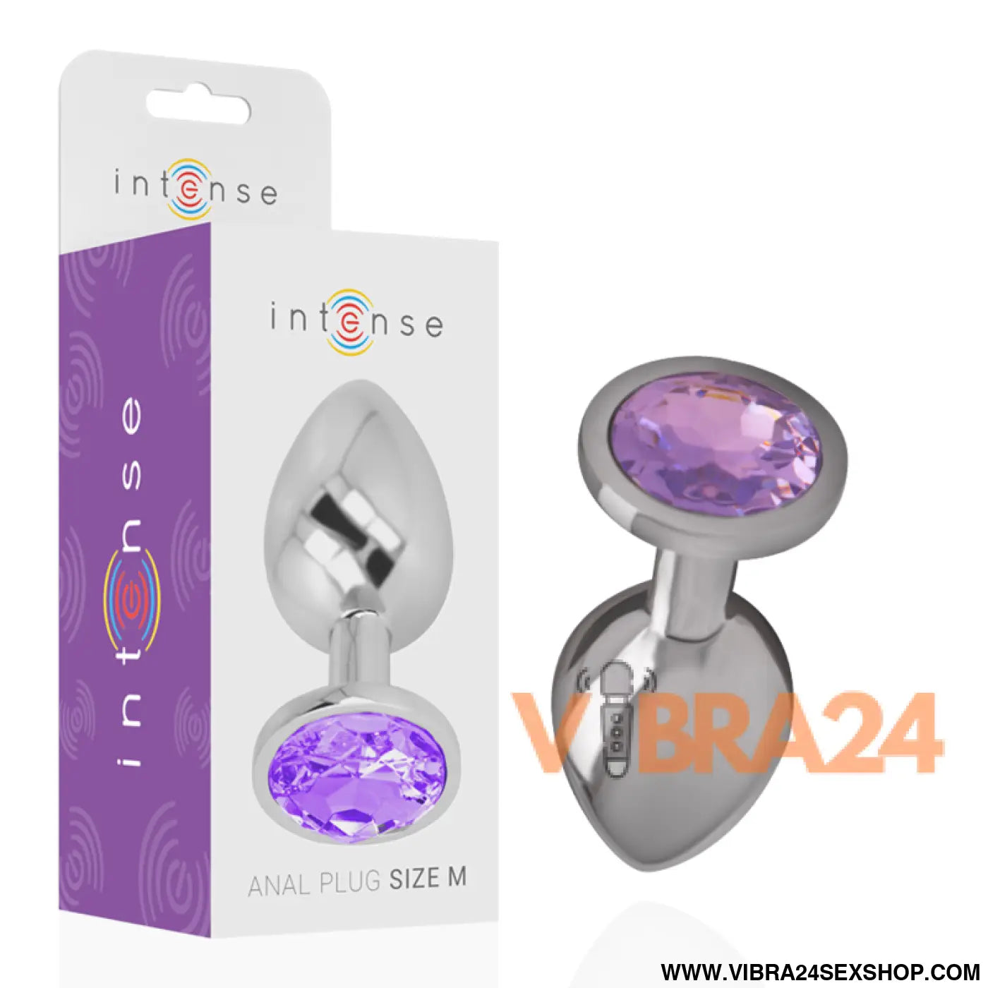 INTENSE - PLUG ANAL DE METAL ALUMÍNIO COM CRISTAL VIOLETA TAMANHO M