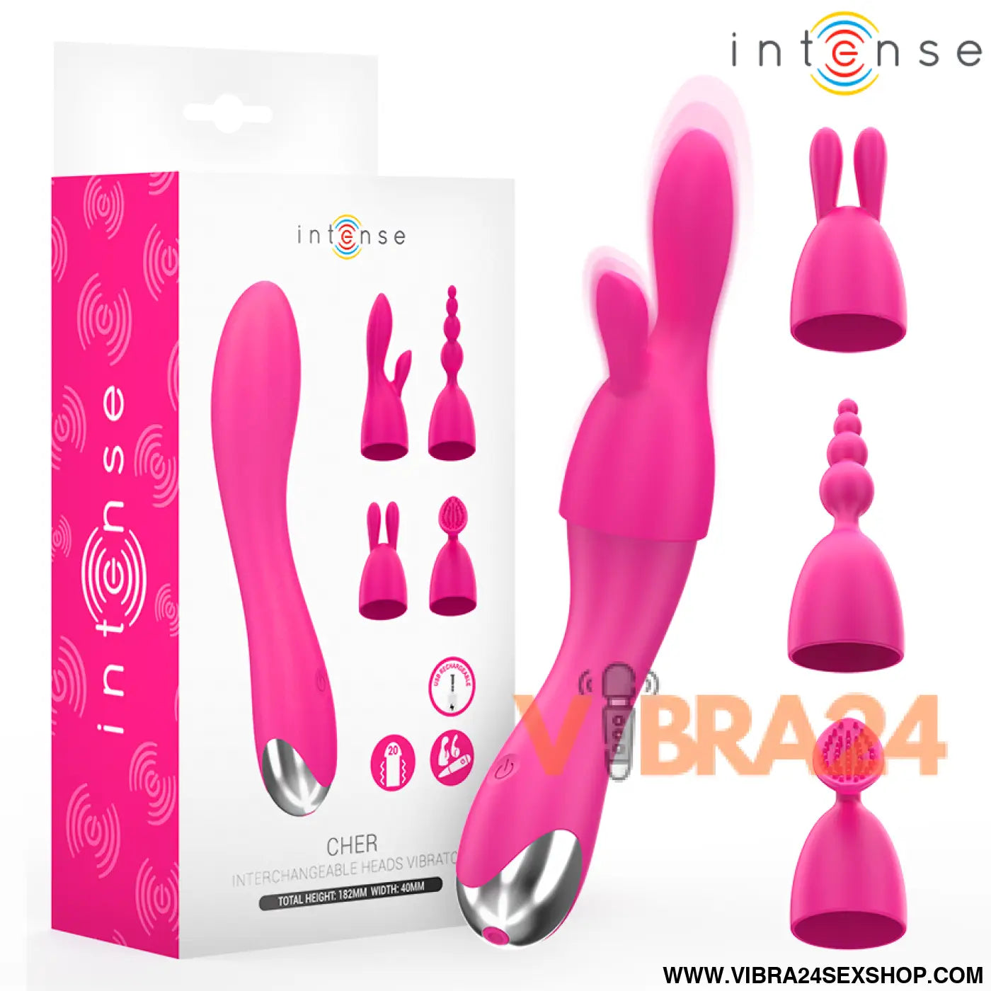 INTENSE - VIBRADOR CHER COM 20 PADRÕES E CABEÇAS INTERCAMBIÁVEIS