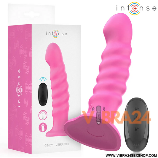 INTENSE - VIBRADOR CINDY TAMANHO L DESIGN ESPIRAL 10 VIBRAÇÕES ROSA CONTROLE REMOTO