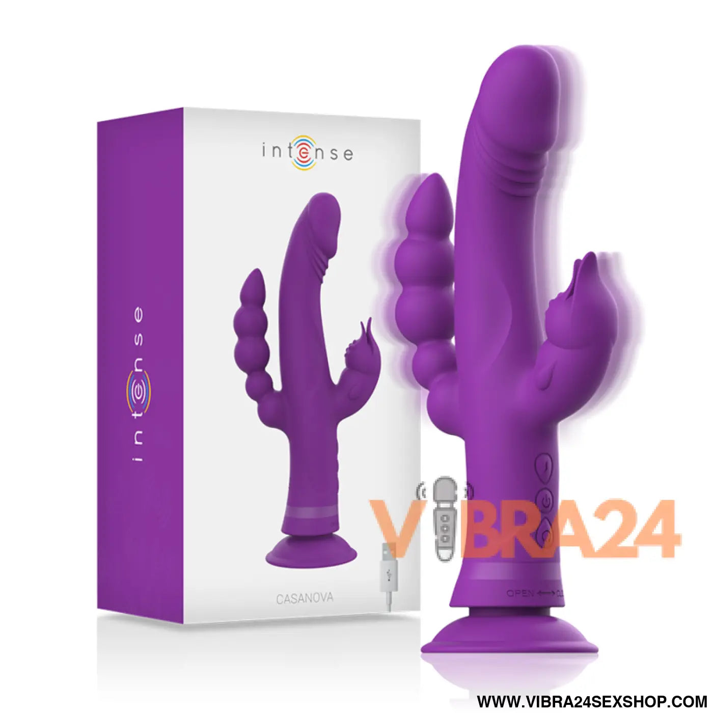 INTENSE - VIBRADOR DE SILICONE CASANOVA COELHO TRIPLO MOTOR ROXO
